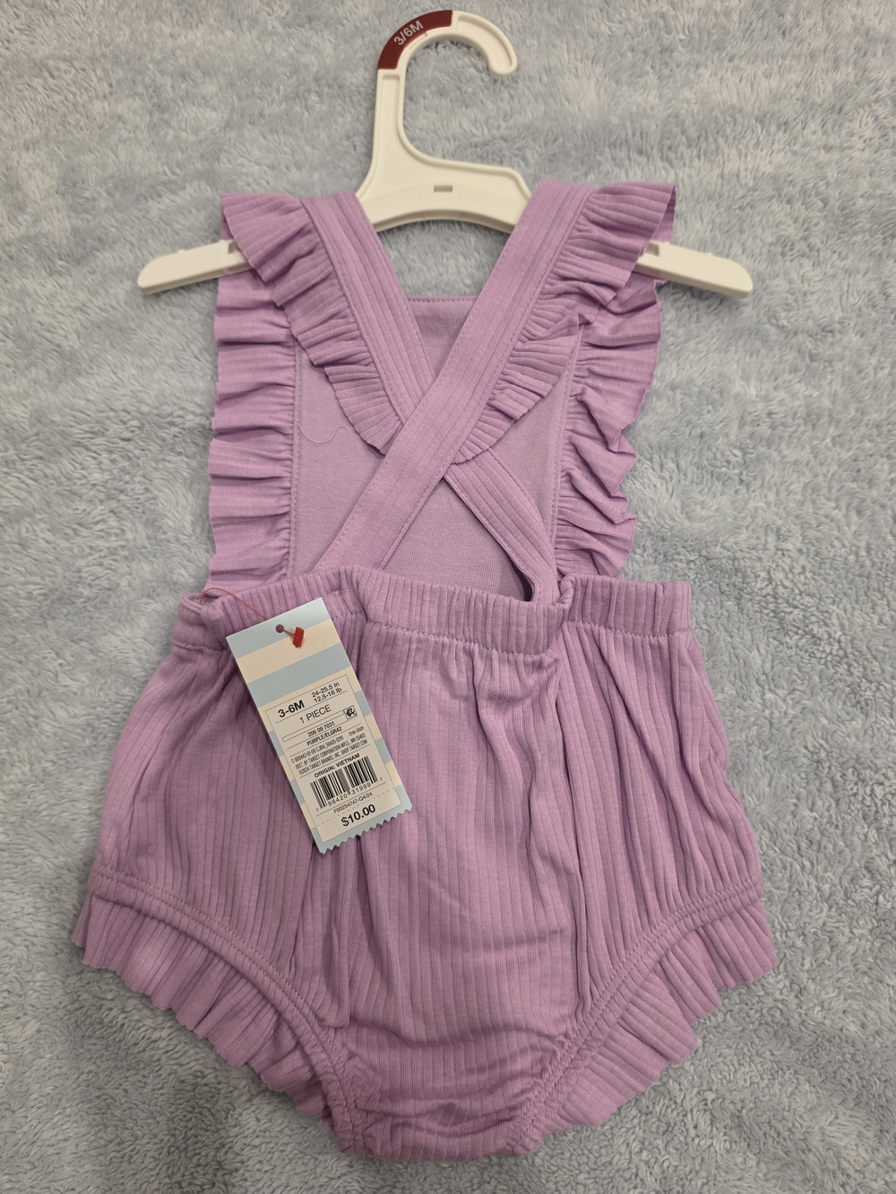 Cat & Jack Lavender Ribbed Ruffle Romper - Picture 2 of 2